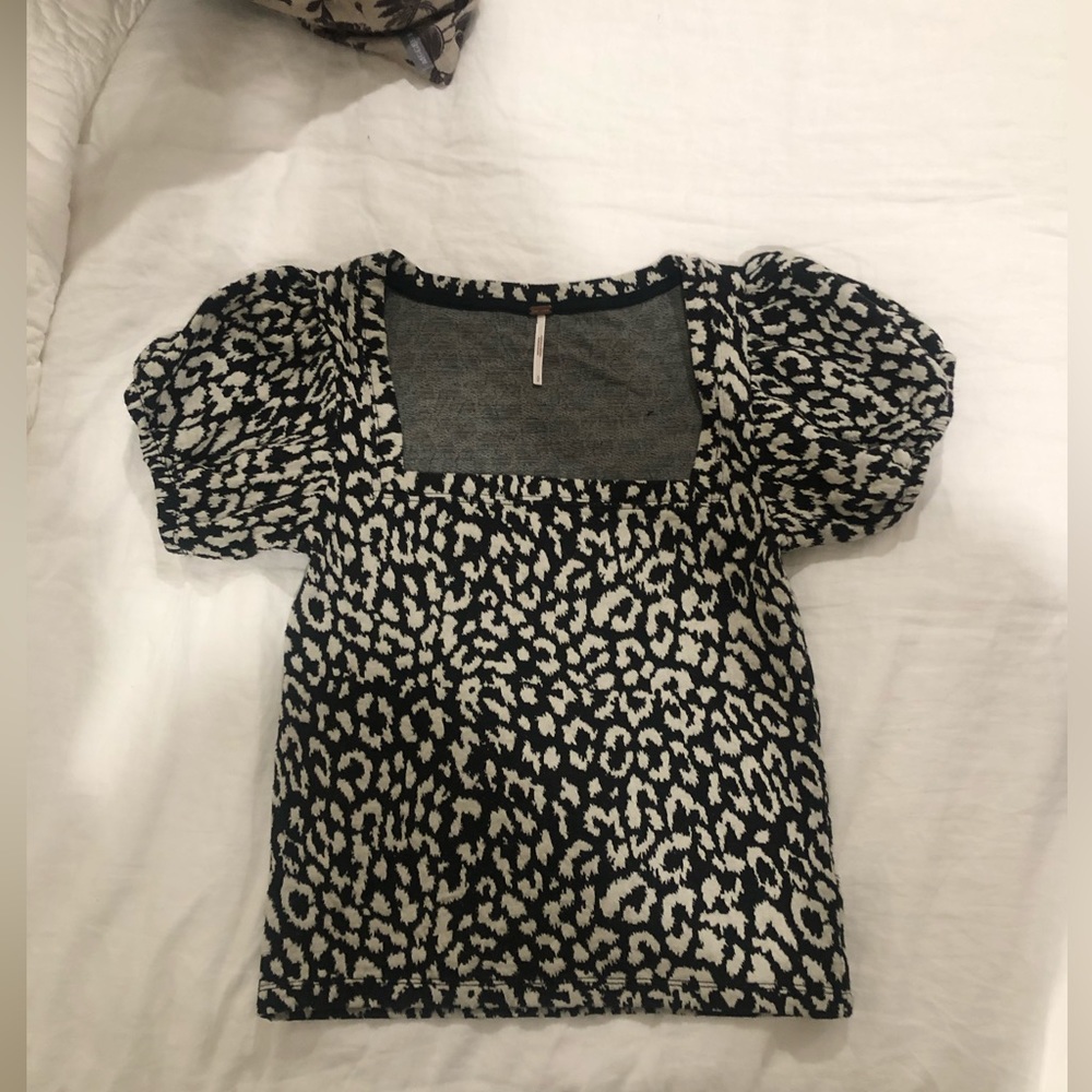 Free People Square Neck Puff Sleeve Top - Small